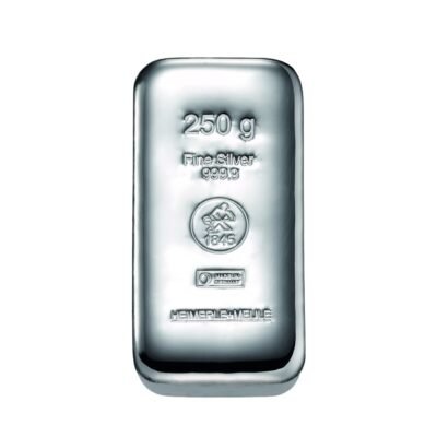 Silberbarren 250 g – Heimerle + Meule gegossen (999 Feinsilber)