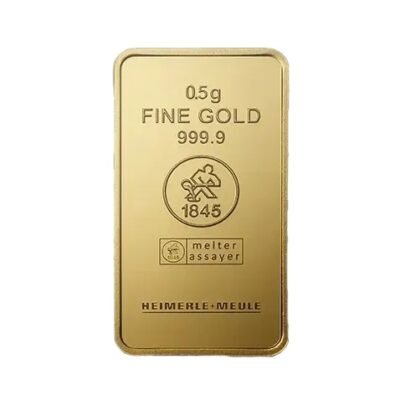 Goldbarren 0,5 g – Heimerle + Meule geprägt (999,9 Feingold)